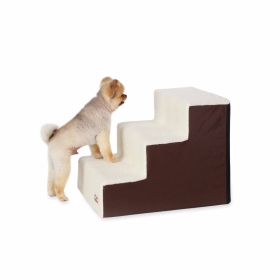 Pet Stair Steps 3 Stair (Color: Yellow and Black Polka Dot Ruffle: Chocolate)