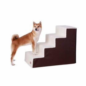 Pet Stair Steps 4 Stair (Color: Yellow and Black Polka Dot Ruffle: Chocolate)