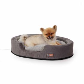 Thermo-Snuggly Sleeper Heated Pet Bed (Color: Yellow and Black Polka Dot Ruffle: Gray)
