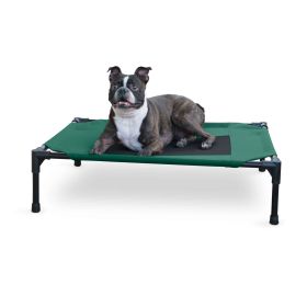 Original Pet Cot Elevated Pet Bed (Color: Yellow and Black Polka Dot Ruffle: Green/Black)
