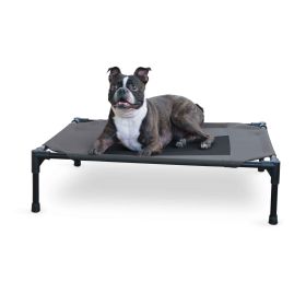 Original Pet Cot Elevated Pet Bed (Color: Yellow and Black Polka Dot Ruffle: Charcoal/Black)