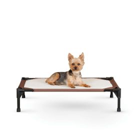 Self-Warming Pet Cot (Color: Yellow and Black Polka Dot Ruffle: Brown)