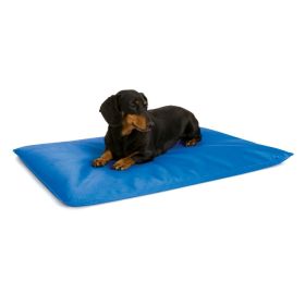 Cool Bed III Thermoregulating Pet Bed (Color: Yellow and Black Polka Dot Ruffle: Blue)