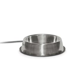 Pet Thermal Bowl (Color: Yellow and Black Polka Dot Ruffle: Stainless Steel)