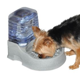 Clean Flow Pet Bowl with Reservoir (Color: Yellow and Black Polka Dot Ruffle: Beige)