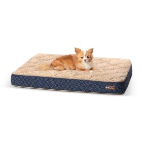 Quilt-Top Superior Orthopedic Pet Bed (Color: Yellow and Black Polka Dot Ruffle: Navy Blue)