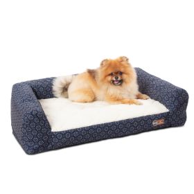 Air Sofa Pet Bed Geo Flower (Color: Yellow and Black Polka Dot Ruffle: Navy)