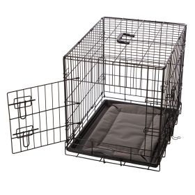 Mother’s Heartbeat Puppy Crate Pad Water-Resistant (Color: Yellow and Black Polka Dot Ruffle: Gray)