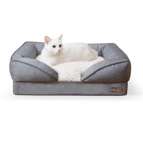 Pillow-Top Orthopedic Lounger Sofa Pet Bed (Color: Yellow and Black Polka Dot Ruffle: Gray)