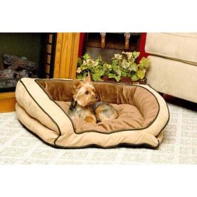 Bolster Couch Pet Bed (Color: Yellow and Black Polka Dot Ruffle: Mocha / Tan)