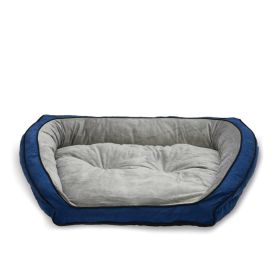 Bolster Couch Pet Bed (Color: Yellow and Black Polka Dot Ruffle: Blue / Gray)