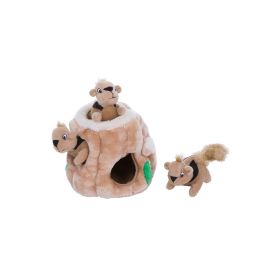 Hide-A-Squirrel Dog Toy (Color: Yellow and Black Polka Dot Ruffle: Brown)