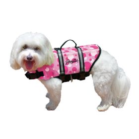Nylon Dog Life Jacket (Color: Yellow and Black Polka Dot Ruffle: Pink Bubbles)
