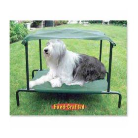 Breezy Bed Outdoor Dog Bed (Color: Yellow and Black Polka Dot Ruffle: Green)