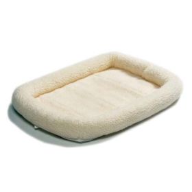 Quiet Time Fleece Dog Crate Bed (Color: Yellow and Black Polka Dot Ruffle: White)