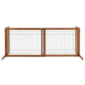 Freestanding Pet Gate HL (Color: Yellow and Black Polka Dot Ruffle: Autumn Matte)