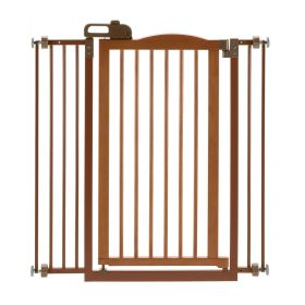 Tall One-Touch Pressure Mounted Pet Gate II (Color: Yellow and Black Polka Dot Ruffle: Autumn Matte)