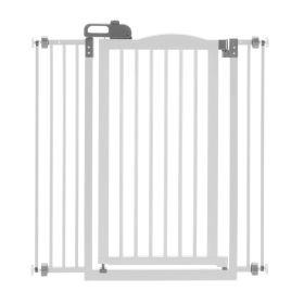 Tall One-Touch Pressure Mounted Pet Gate II (Color: Yellow and Black Polka Dot Ruffle: White)