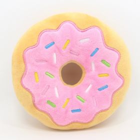 New Donut Pet Plush Toy (Color: Yellow and Black Polka Dot Ruffle: Pink)
