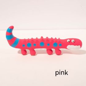 Pet Latex Lizard Bite-resistant Molar Dog Toy (Color: Yellow and Black Polka Dot Ruffle: Pink)