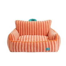 Striped Pet Bed Warm Cat Bed Four Seasons Universal Removable And Washable (Color: Yellow and Black Polka Dot Ruffle: Orange)