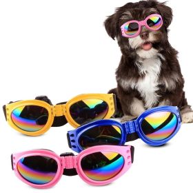 Pet Sunglasses For Dog & Cat; Foldable Dog Glasses For Outdoor; Cat Sunglasses; Pet Accessories (Color: Yellow and Black Polka Dot Ruffle: Pink, size: One-size)