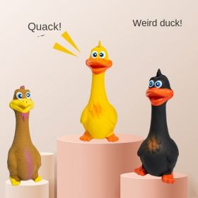 Pet Latex Bite Toy Grows Strangely Standing Chicken Big Mouth Duck Latex Sounding Bite Resistant Dog Toy (Color: Yellow and Black Polka Dot Ruffle: Black duck)