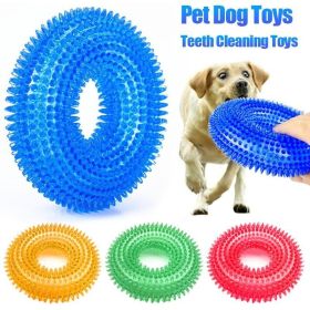 Pet Toys Bite Resistant Sound Toy Chew Teeth Clean Large Dog Golden Retriever Barbed TPR Training Teeth Cleaning Thorn Circle (Color: Yellow and Black Polka Dot Ruffle: Orange)