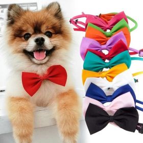 Dogs Accessories Pet Kawaii Dog Cat Necklace Adjustable Strap for Cat Collar Pet Dog Bow Tie Puppy Bow Ties Dog Pet Supplies (Color: Yellow and Black Polka Dot Ruffle: Purple)