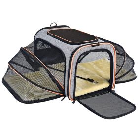 Pet Carrier Expandable Foldable Soft Dog Bag Backpack 5 Open Doors Reflective Tapes Pet Travel Bag Carrier for Cats (Color: Yellow and Black Polka Dot Ruffle: Orange)