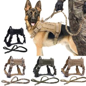 Tactical Dog Harness Pet Training Vest Dog Harness And Leash Set For Large Dogs German Shepherd K9 Padded Quick Release Harness (Color: Yellow and Black Polka Dot Ruffle: CP Harness Leash, size: XL)