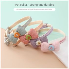 cat Collar Lattice Collar Korean Cartoon Pet Collar Bowknot Patch Cat Dog Collar (Color: Yellow and Black Polka Dot Ruffle: Orange, size: 1*30cm)