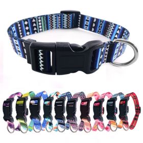 Pet supplies Digital printing Pet collar Bohemian collar Ethnic dog collar (Color: Yellow and Black Polka Dot Ruffle: Pink roses, size: Collar S)
