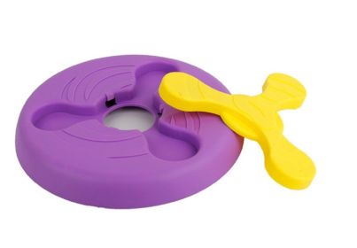 Pet Flying Disc Toy Dog Flying Frisbee Flying Saucer Indestructible Training Toy Interactive Toy Outdoor Activity (Color: Yellow and Black Polka Dot Ruffle: Purple)
