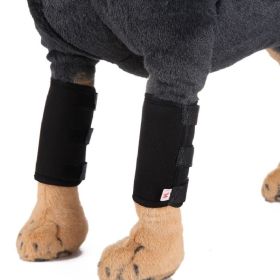 Pet Front Leg Brace Dog Leg Compression Wrap Canine Joint Pain Protection Sleeve with Reflectorize Strip (Color: Yellow and Black Polka Dot Ruffle: Black)
