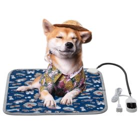 Pet Heating Pad Dog Electric Waterproof Mat Warming Bed Indoor Heated Bed (Color: Yellow and Black Polka Dot Ruffle: Blue, size: small)