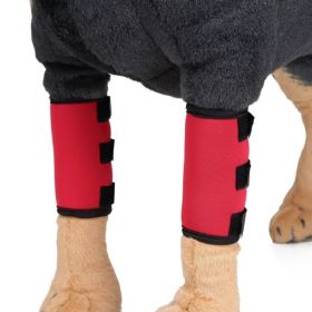 Pet Front Leg Brace Dog Leg Compression Wrap Canine Joint Pain Protection Sleeve with Reflectorize Strip (Color: Yellow and Black Polka Dot Ruffle: Red)