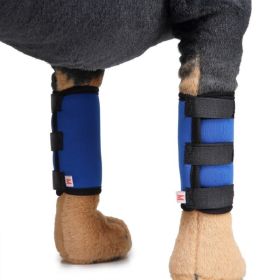 Pet Front Leg Brace Dog Leg Compression Wrap Canine Joint Pain Protection Sleeve with Reflectorize Strip (Color: Yellow and Black Polka Dot Ruffle: Blue)