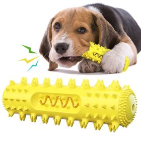 Toothbrush for Pet Dog Molar Stick Dog Chew Tooth Cleaner Brushing Stick Natural Rubber Doggy Dog Chew Toys Dog Supplies (Color: Yellow and Black Polka Dot Ruffle: Yellow)