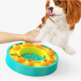 Dog Pets Puzzle Toys Slow Feeder Interactive Increase Puppy IQ Food Dispenser Slowly Eating NonSlip Bowl Pet Dogs Training Game (Color: Yellow and Black Polka Dot Ruffle: Lake Blue Roulette)