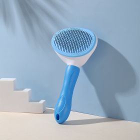 Pet Comb Stainless Steel Needle Comb Dog And Cat Hair Removal Floating Hair Cleaning Beauty Skin Care Pet Dog Cleaning Brush (Color: Yellow and Black Polka Dot Ruffle: Blue)