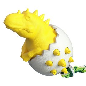 Dog Toothbrush Molar Stick Pet Bite-Resistant Interactive Puzzle Cleaning Teeth Fun Boring Artifact Spherical Dinosaur Egg Toy (Color: Yellow and Black Polka Dot Ruffle: Yellow)