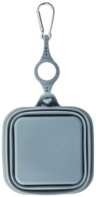 Silicone Collapsible Pet Bowl Double Portable Travel Bowl Equipped with Aluminum Hook Clip (Color: Yellow and Black Polka Dot Ruffle: Gray)