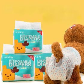 Small dog disposable diapers; Small dog physiological pants Female dog sanitary napkin Safety underwear Male dog diapers (Color: Yellow and Black Polka Dot Ruffle: Boy M 10 pcs/Pack)