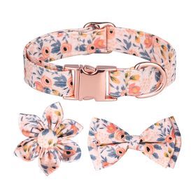 1pc Adjustable Soft Dog Collar With Print Flower Multicolor Cute Patterns (Color: Yellow and Black Polka Dot Ruffle: Orange, size: M)