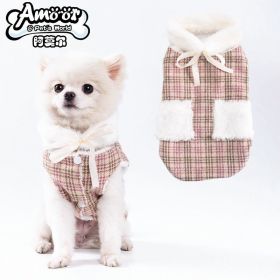 Winter Pet Clothes For Dog & Cat; Warm Dog Sweater Cat Sweatshirt; Winter Dog Hoodie Pet Apparel (Color: Yellow and Black Polka Dot Ruffle: Pink, size: L)