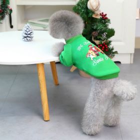 Christmas Pet Hoodie With Santa Claus Pattern For Dog & Cat; Festive Dog Hoodie; Warm Cat Sweater (Color: Yellow and Black Polka Dot Ruffle: Emerald Green, size: L)