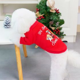 Christmas Pet Hoodie With Santa Claus Pattern For Dog & Cat; Festive Dog Hoodie; Warm Cat Sweater (Color: Yellow and Black Polka Dot Ruffle: Red, size: M)