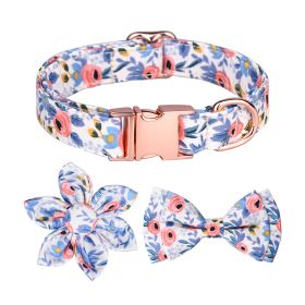 1pc Adjustable Soft Dog Collar With Print Flower Multicolor Cute Patterns (Color: Yellow and Black Polka Dot Ruffle: Dodge Blue, size: S)