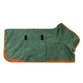 Pet Bath Towel For Dog & Cat; Microfiber Dog Bathrobe; Absorbent Cat Towel; Quick Dry Pet Bathrobe (Color: Yellow and Black Polka Dot Ruffle: Dark Green, size: M)